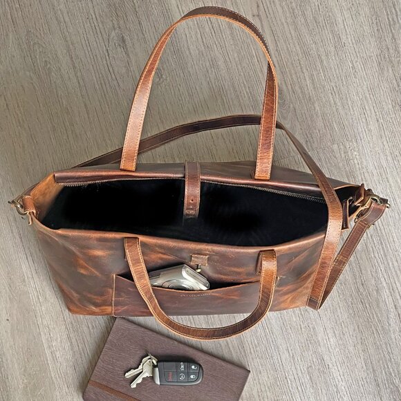 Artizanni Genuine Leather Women's Vintage Tote Bag Classic Bag Designer - Picture 9 of 14